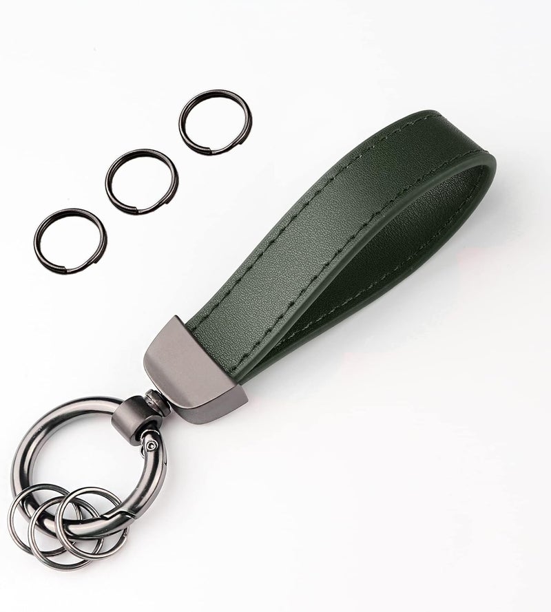 Turcee Leather Car Keychain, Creative Personality Leather Key Fob, Universal Key Fob Keychain for Men and Women (Green) - Image 1